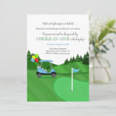 Invitation Trou en un bleu Golf Panier 1er anniversaire (Debout devant)