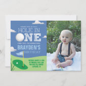Invitation Trou en un bleu Golf Thème Garçons Premier Anniver (Devant)