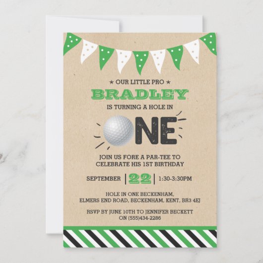 Invitation Trou en un | Golf 1er Anniversaire (Devant)