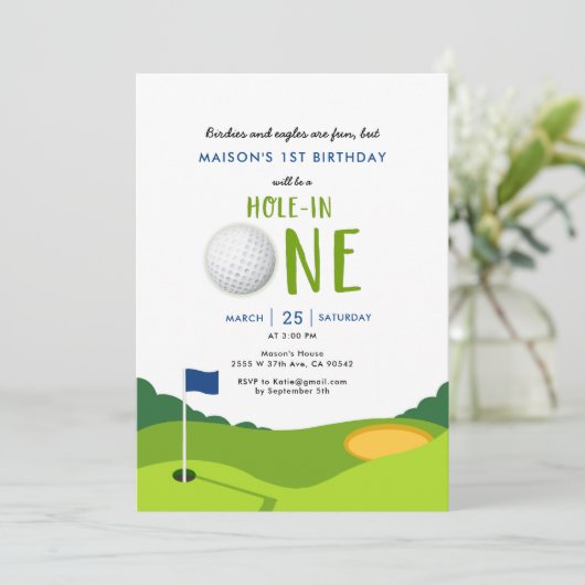 Invitation Trou En Un Golf Anniversaire (Debout devant)