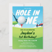 Invitation Trou En Un Golf Anniversaire Par Tee Temps Bleu Ve (Devant)