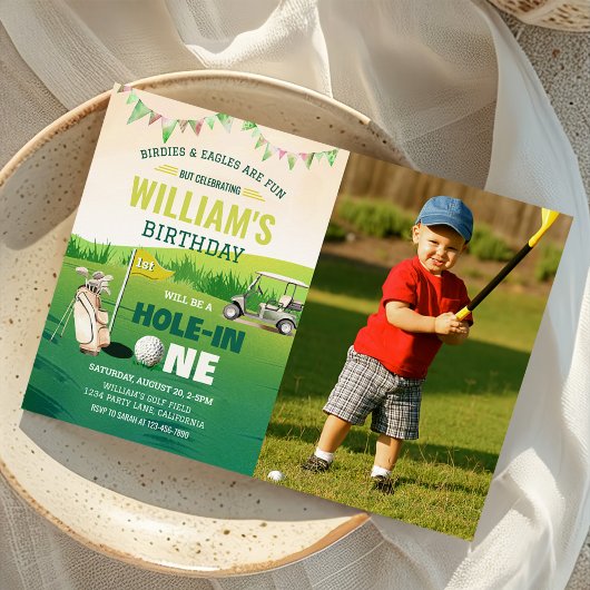 Invitation Trou en un Golf Par tee 1er Anniversaire Photo