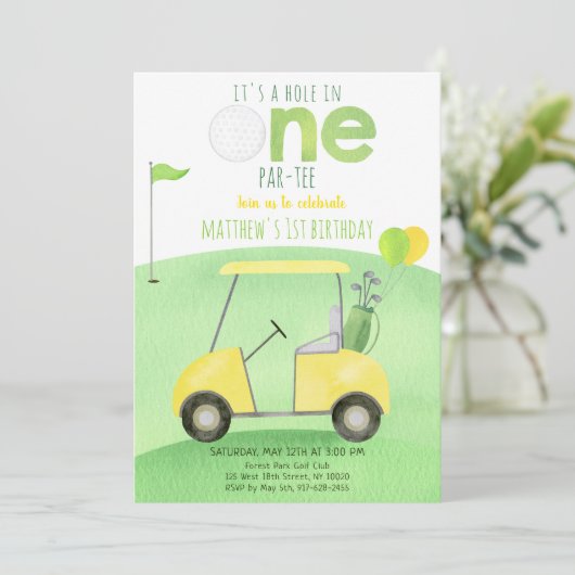 Invitation Trou En Un Golf Premier Anniversaire (Debout devant)
