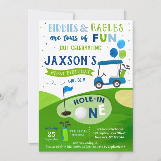 Invitation Trou En Un Golf Première Anniversaire Par Tee Invi (Devant)