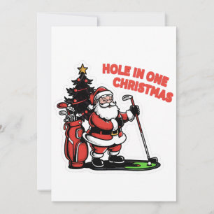 Invitation Trou en un Noël Père Noël Golf Mini Golf