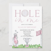 Invitation Trou en un rose Golf 1er anniversaire (Devant)