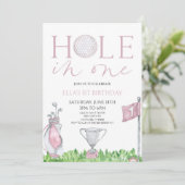Invitation Trou en un rose Golf 1er anniversaire (Debout devant)