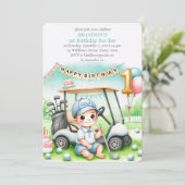 Invitation Trou en un seul garçon de golf 1er anniversaire Pa (Debout devant)