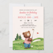 Invitation Trou En Une Fille De Golf Rose Premier Anniversair (Devant)