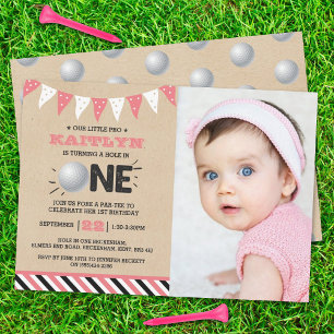 Invitation Trou En Une Fille Golf 1er Anniversaire Photo par