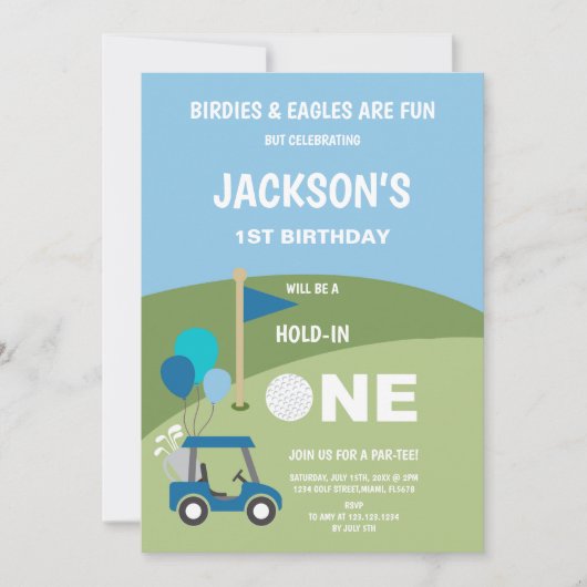 Invitation Trou en une partie Thème pour bébé garçon (Devant)