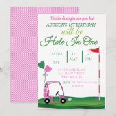 Invitation Trou et un golf 1er anniversaire Par tee Invitatio (Devant / Derrière)