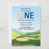 Invitation Trou moderne en un Golf Garçon 1er anniversaire fê (Devant)