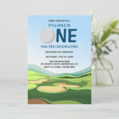 Invitation Trou moderne en un Golf Garçon 1er anniversaire fê (Debout devant)