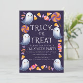 Invitation Trou ou Traiter de mignons Fantômes Candy Hallowee (Debout devant)