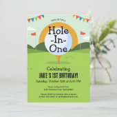 Invitation Trou Vert En Un Anniversaire Par-tee de Golf (Debout devant)