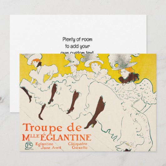 Invitation Troupe de Mademoiselle Eglantine, Toulouse Lautrec (Devant / Derrière)