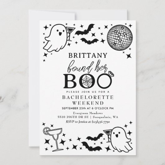 Invitation Trouvé son Boo Halloween Bachelorette Weekend (Devant)