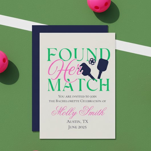 Invitation Trouvé Son Match - Fun Pickleball Inspiré Bridal