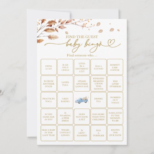 Invitation Trouver Le Jeu De Bingo Bébé Invité (Devant)