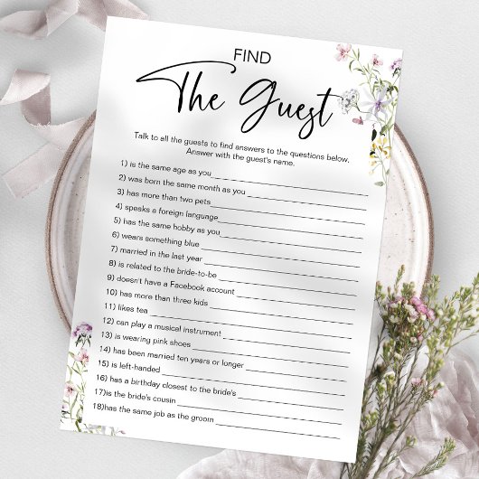 Invitation Trouver Le Jeu De Fête des mariées Invité