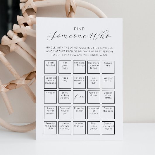 Invitation Trouver quelqu'un qui les invités Bingo