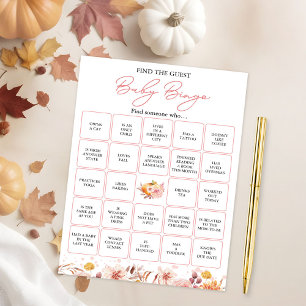 Invitation Trouvez le jeu de bingo Baby Shower pour la chute