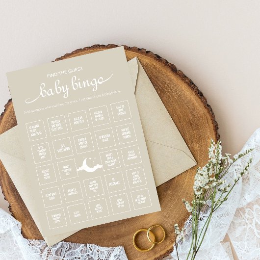 Invitation Trouvez le jeu de bingo bébé invité minimal rustiq
