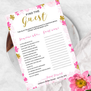 Invitation Trouvez le jeu floral de la douche de mariée pour