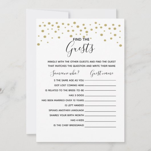 Invitation Trouvez le jeu invité jeu wedding shower (Devant)