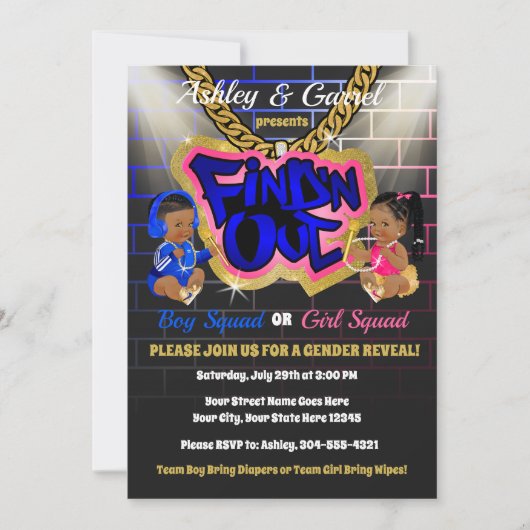 Invitation Trouvez 'N Out Invitation! Révélation de genre ! H (Devant)