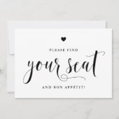 Invitation Trouvez votre place et bon appétit de mariage noir (Devant)
