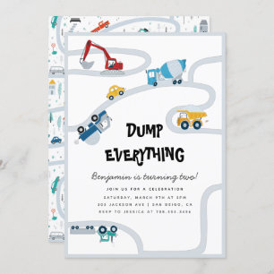 Invitation Truck Boy Deuxième fête d'anniversaire Tout vider
