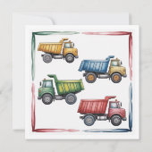 Invitation Trucks Colorés 4e. Fête d'anniversaire (Dos)