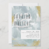 Invitation Trucs de peinture Abstrait Dusty Blue Gold (Devant)