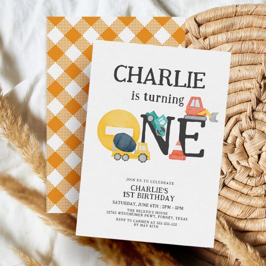 Invitation Trucs de vidange Parti de la construction Garçon 1