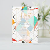 Invitation Trucs géométriques Abstraits dorés modernes (Debout devant)