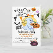 Invitation Trucs Ou Traites Ghost Mignonne Halloween Invitati (Debout devant)
