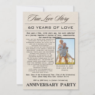 Invitation True Love Story 60th Anniversary Party Photo