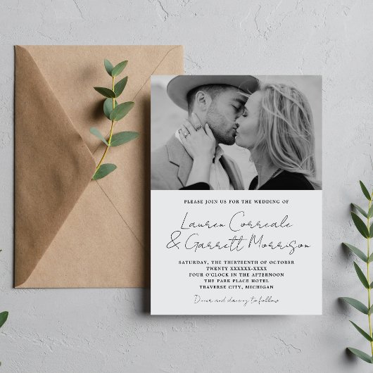 Invitation True Simplicité 3 Moderne Cool Mist Photo Mariage