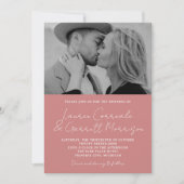 Invitation True Simplicité 3 moderne Dusty rose Mariage photo (Devant)