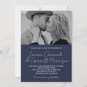 Invitation True Simplicity 3 Modern Dark Navy Mariage photo (Devant)