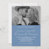 Invitation True Simplicity 3 Modern Denim Blue Photo Mariage (Devant)
