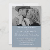 Invitation True Simplicity 3 Modern Dusty Blue Photo Mariage (Devant)