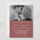 Invitation True Simplicity 3 Modern Marsala Photo Mariage (Devant)