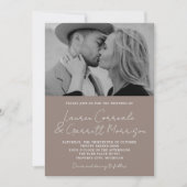 Invitation True Simplicity 3 Modern Taupe Mariage photo (Devant)