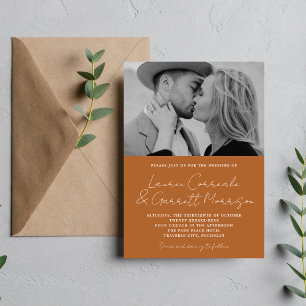 Invitation True Simplicity 3 Modern Terracotta Mariage photo