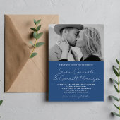 Invitation True Simplicity 3 Modern True Blue Photo Mariage