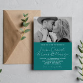 Invitation True Simplicity 3 Modern Turquoise Photo Mariage