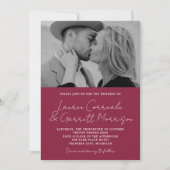 Invitation True Simplicity 3 Moderne Claret Mariage photo ros (Devant)